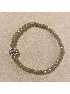 Hand crafted Happy Buddha Beaded Bracelet with Silver Charm